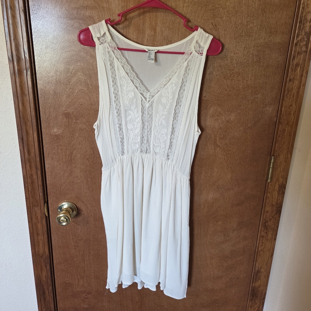Forever 21 White Sleeveless Mini Dress